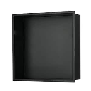 13 in. W x 13 in. H x 4 in. D Stainless Steel Single Shelf Recessed Shower Niche in Matte Black