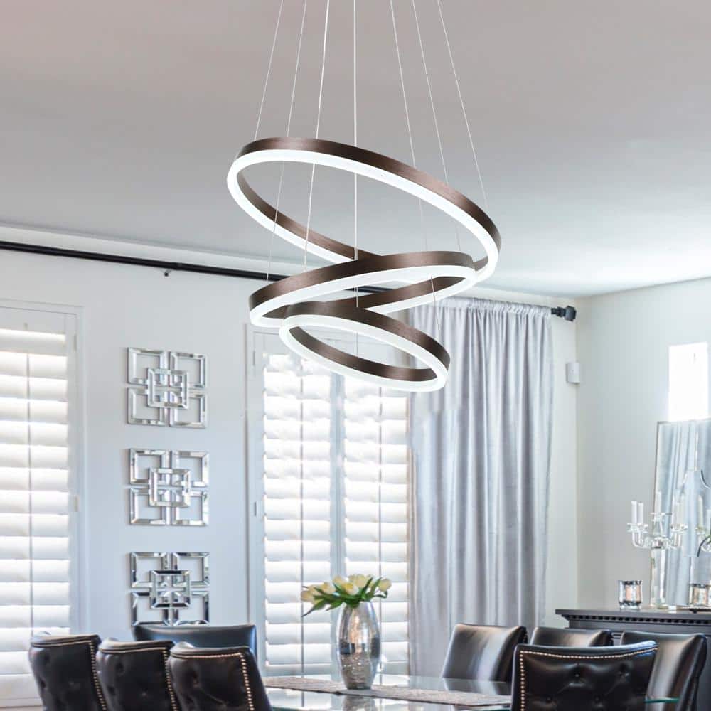 Maxax Brown 3-Light LED Modern Chandelier