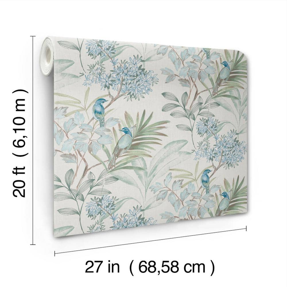 Turquoise Floral and Botanical Peel & Stick Wallpaper Roll