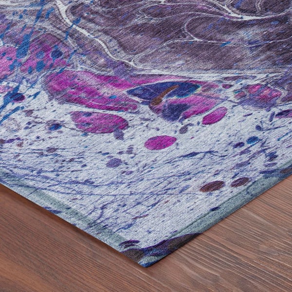 Chantille Machine Washable Indoor/Outdoor Abstract ACN2730 Plum 9 ft. x 12 ft. Area Rug