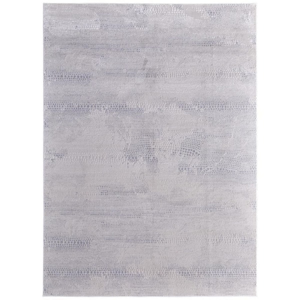 5 x 8 Gray, Ivory Abstract Area Rug