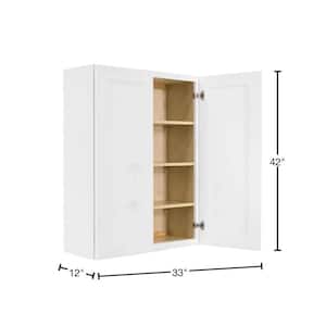 Lancaster White Plywood Shaker Stock Assembled Wall Kitchen Cabinet 33 in. W x 42 in. H x 12 in. D