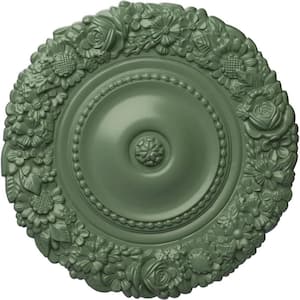 21" x 2" Marseille Urethane Ceiling Medallion (Fits Canopies upto 7-3/8"), Hand-Painted Athenian Green