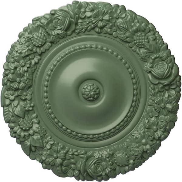 Ekena Millwork 21" x 2" Marseille Urethane Ceiling Medallion (Fits Canopies upto 7-3/8"), Hand-Painted Athenian Green