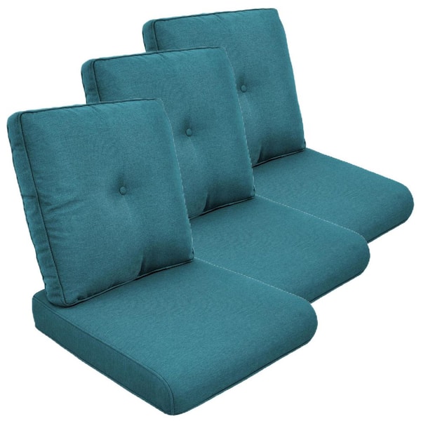 Gymojoy 22 in. x 25 in. 6-Piece Deep Seating Outdoor Lounge Chair Replacement Cushion and Back Pillow in Peacock Blue