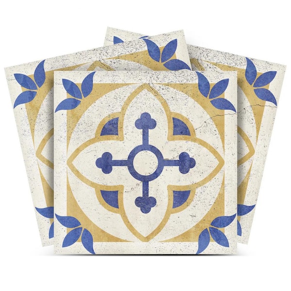MI ALMA Gold, Blue, Yellow, and White R76 4 in. x 4 in. Vinyl Peel and Stick Tile (24 Tiles, 2.67 sq. ft./Pack)