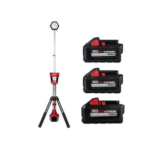 M18 18V Lithium-Ion Cordless Rocket Dual Power Tower Light w/(2) High Output 6.0 Ah Batteries and (1) 8.0 Ah Battery