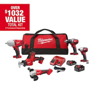 M18 18-Volt Lithium-Ion Cordless Combo Kit (5-Tool) with 2-Batteries, Charger and Tool Bag