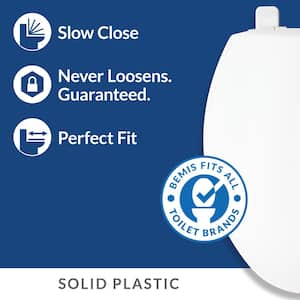 Kimball 2-Soft Close Elongated Closed Front Plastic Toilet Seat in White Never Loosens