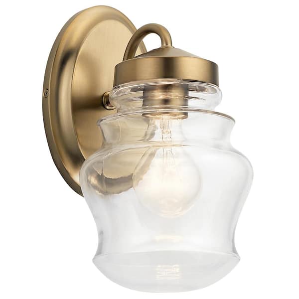 KICHLER Janiel 1-Light Classic Bronze Bathroom Indoor Wall Sconce Light with Clear Glass Shade