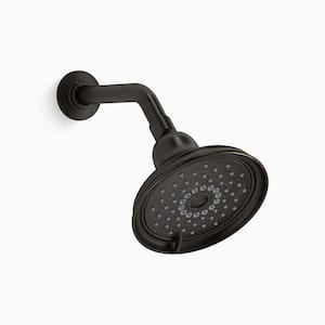 Bancroft 3-Spray Patterns 6 in. Wall Mount Fixed Shower Head in Oil-Rubbed Bronze