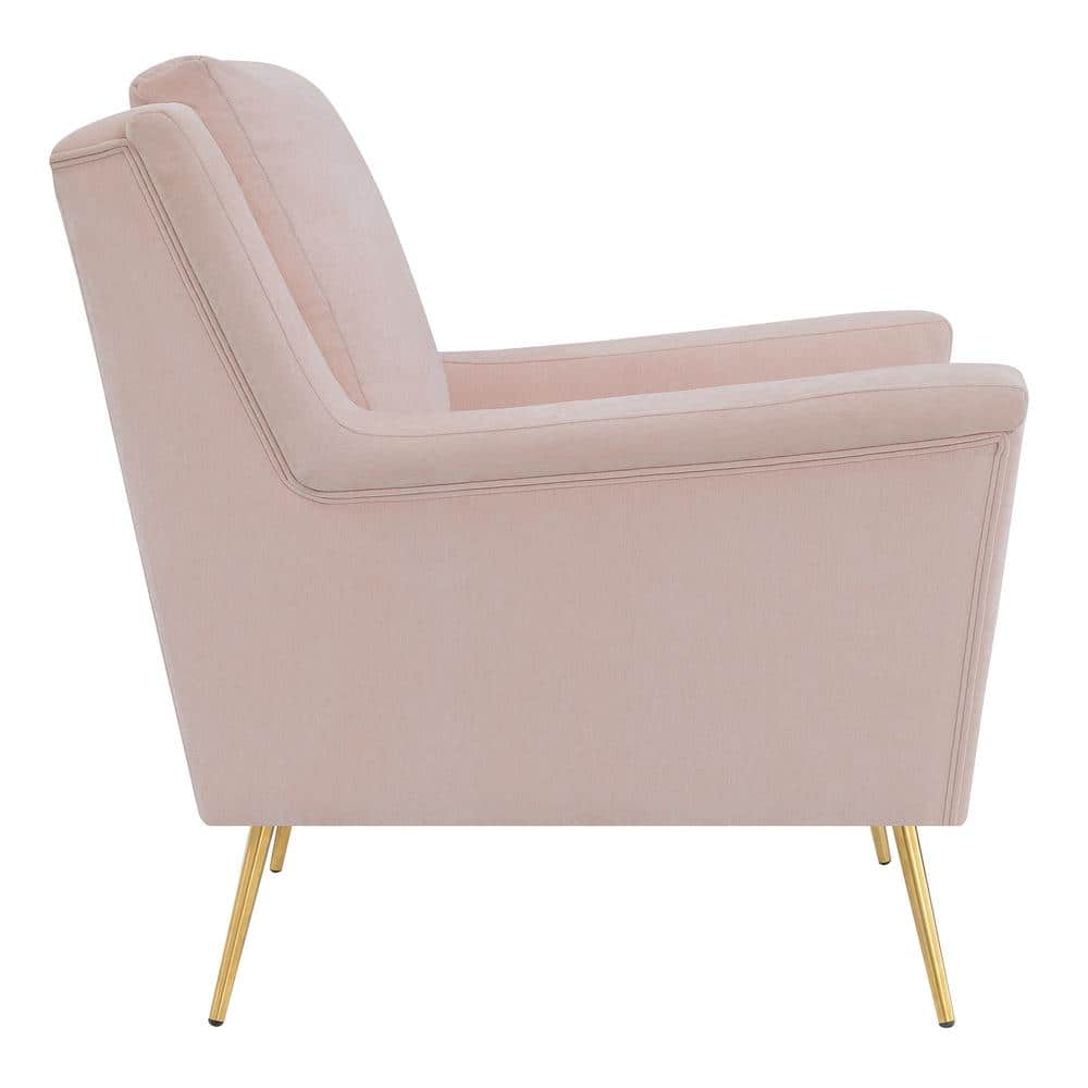 Luxurious Mid-Century Blush Accent Chair with Gold Legs