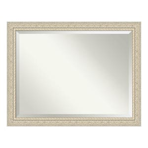 Fair Baroque Cream 45.5 in. x 35.5 in. Beveled Rectangle Wood Framed Bathroom Wall Mirror in Cream