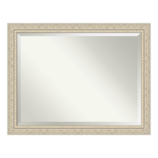 Amanti Art Medium Rectangle Ornate Cream Beveled Glass Modern Mirror (35.5 in. H x 45.5 in. W)