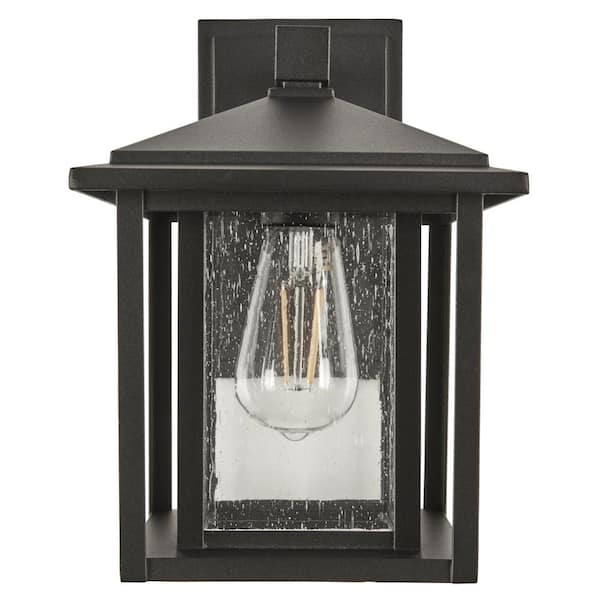 STANFORD LIGHTING Stresa 1-Light Black Hardwired Outdoor Wall Lantern Sconce