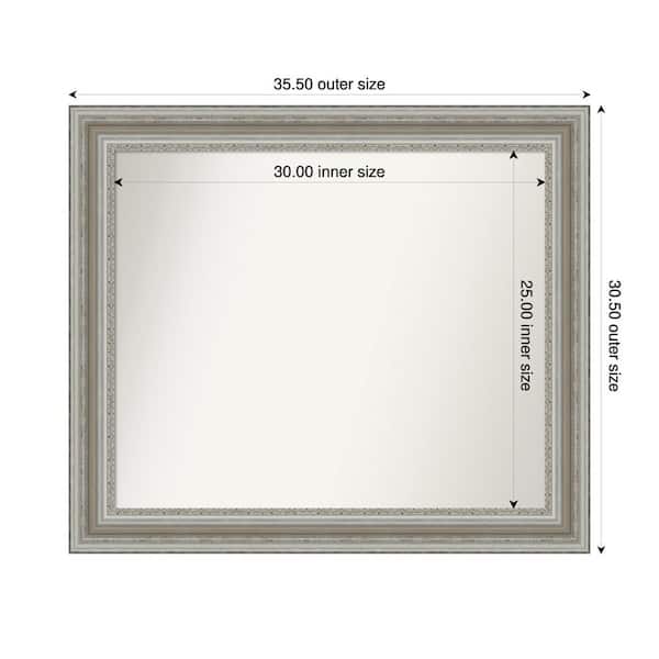 Amanti Art Parlor Silver 35.5 in. x 30.5 in. Custom Non-Beveled Recycled Polystyrene Framed Bathroom Vanity Wall Mirror