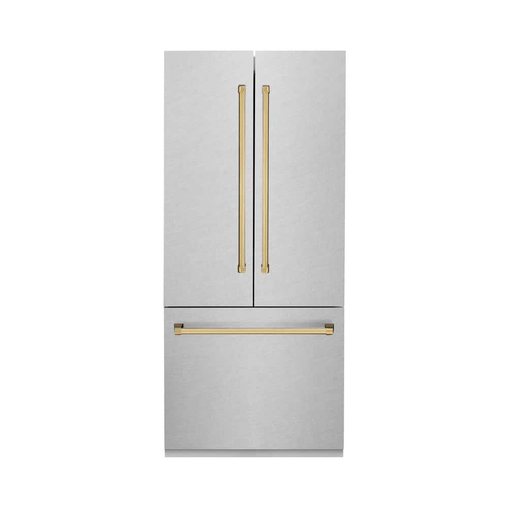Autograph Edition 36 in. 3-Door French Door Refrigerator Ice & Water in Fingerprint Resistant Stainless & Polished Gold