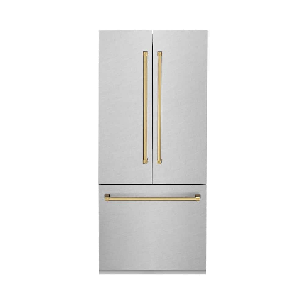 Autograph Edition 36 in. French Door Built-In Refrigerator in Satin Stainless Steel with Polished Gold Accents