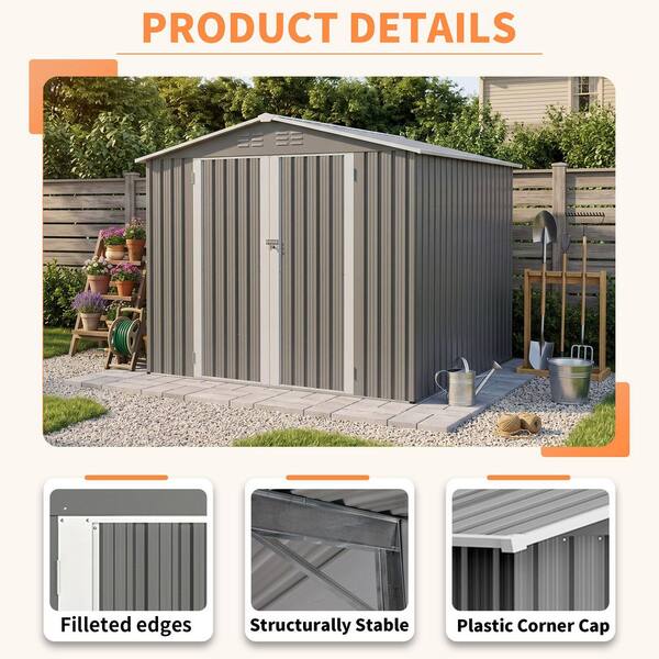 ToolCat 8 ft. W x 6 ft. D Metal Storage Shed with Metal Foundation