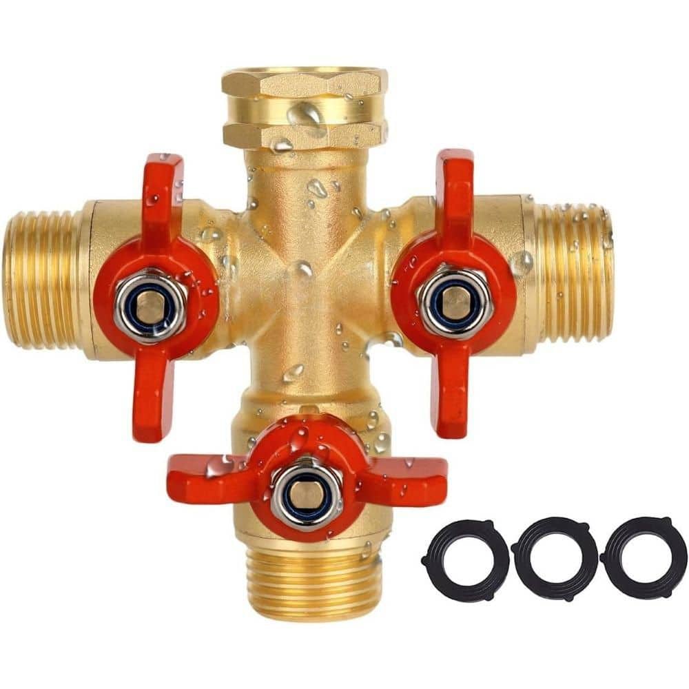 3/4 in, 3 Way Hose Splitter, Solid Brass High Volume 3 Way Hose Splitter Valve with Metal Handle, price history on PriceWatchPro