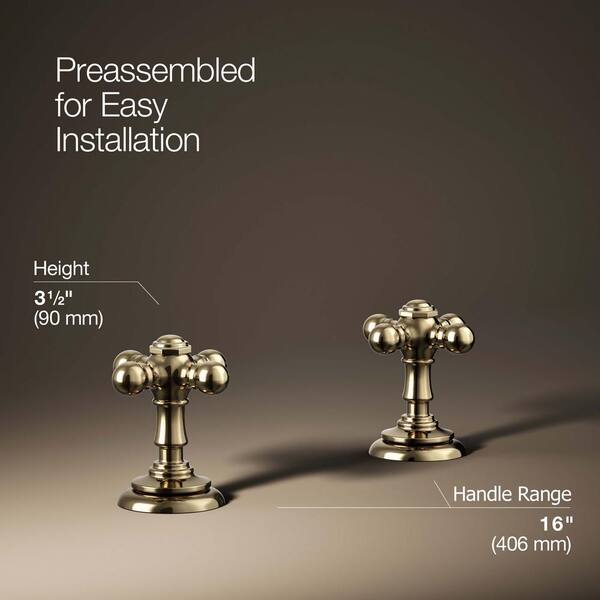 KOHLER Artifacts Cross Bathroom Sink Faucet Handles in Vibrant French Gold