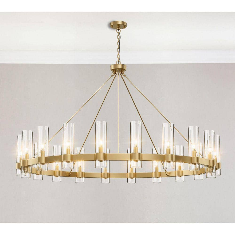 Modern Chandelier 60 in. 20-Light Gold Wagon Wheel Chandelier for Dinning Room, Kitchen Island, Foyer, Bedroom price history on PriceWatchPro