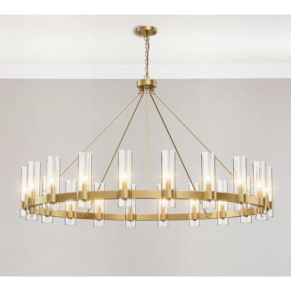 Modern Chandelier 60 in. 20-Light Gold Wagon Wheel Chandelier for Dinning Room, Kitchen Island, Foyer, Bedroom