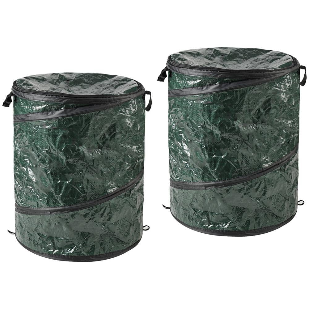 Wakeman Outdoors 44 Gal. Green Collapsible Camping Trash Can with