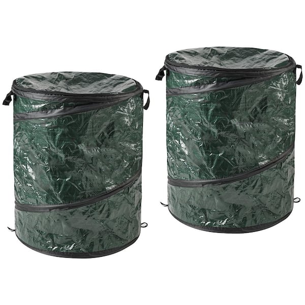 Wakeman Collapsible Trash Can Pop Up 44 Gal Outdoor Portable Garbage Can with Zippered Lid