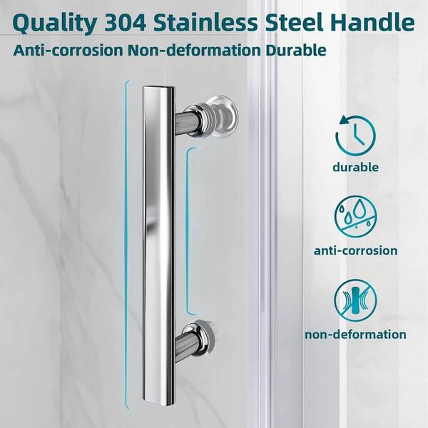 WELLFOR 32 in. W x 72 in. H Bifold Frameless Shower Door with Tempered Clear Glass in Brushed Nickel