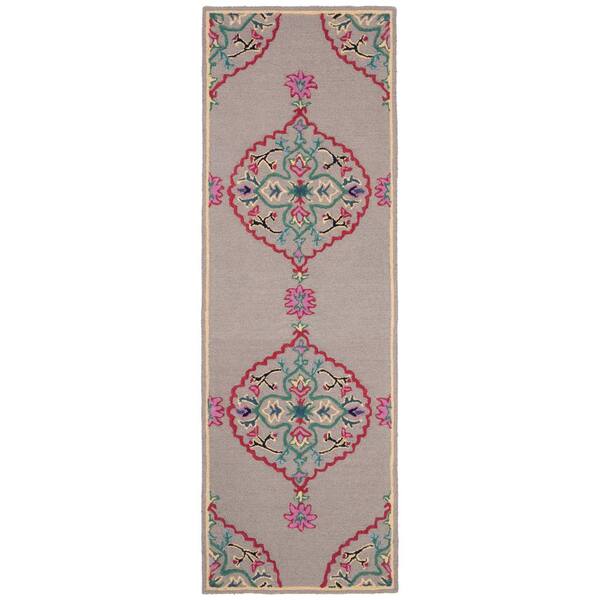 Bellagio 2 ft. x 13 ft. Dark Gray/Multi Border Runner Rug