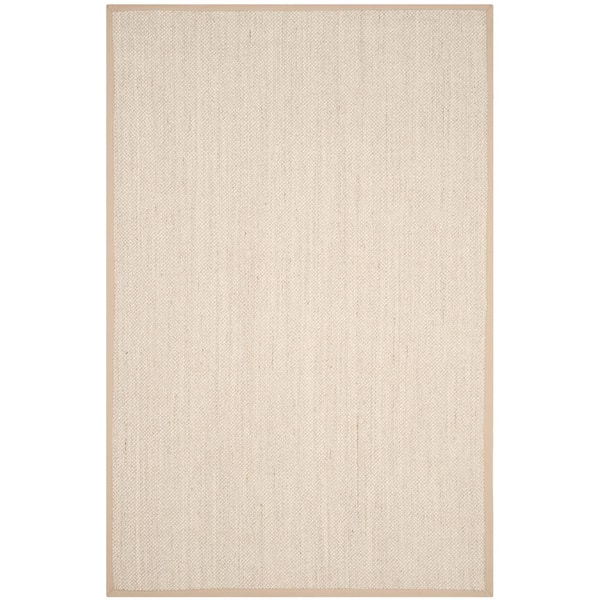 Natural Fiber Marble/Linen 6 ft. x 9 ft. Woven Border Area Rug