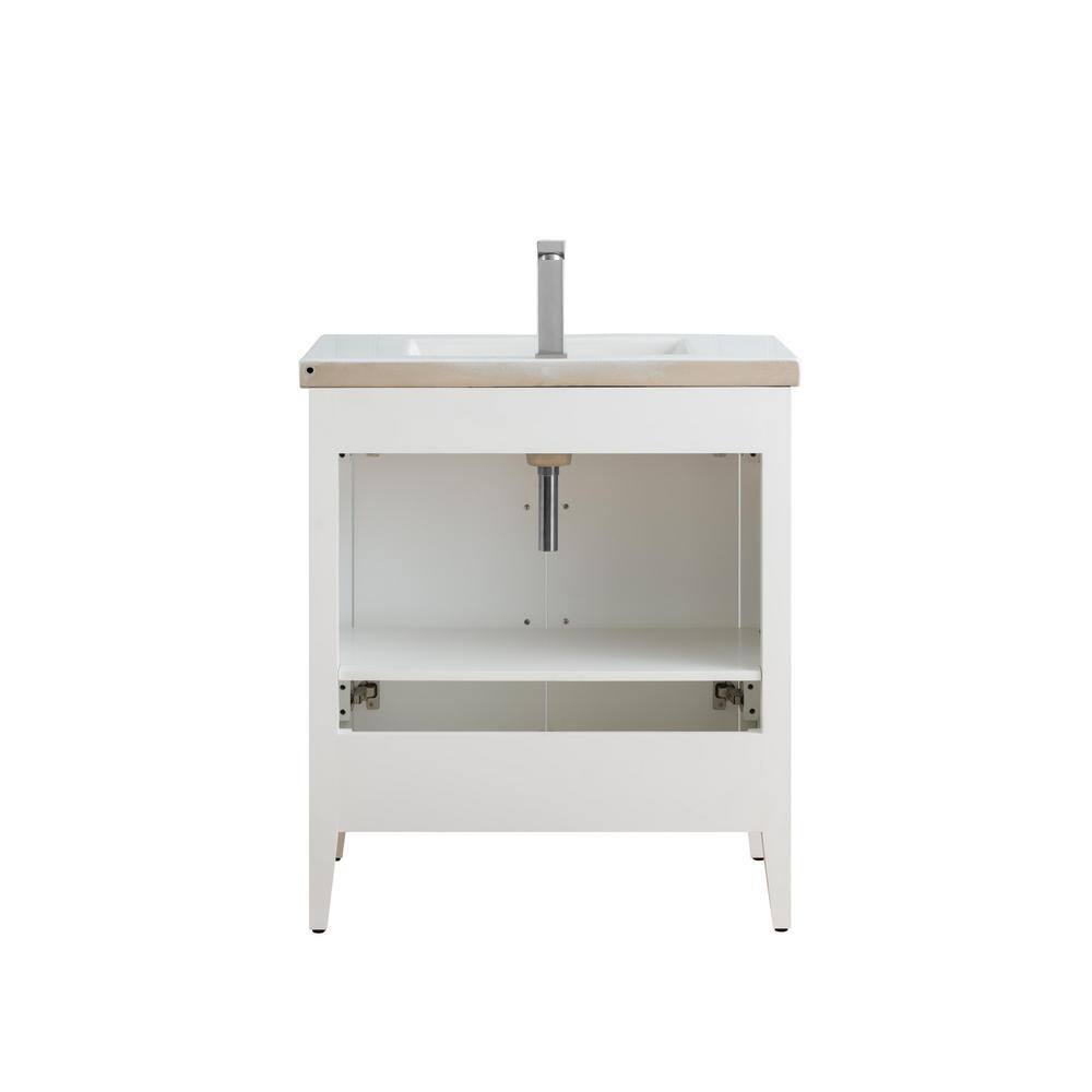 White 30" Single Bathroom Vanity Set with Brushed Nickel Hardware