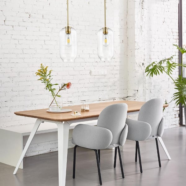 Mila 1-Light Brushed Brass/Clear Pendant with Glass Shade