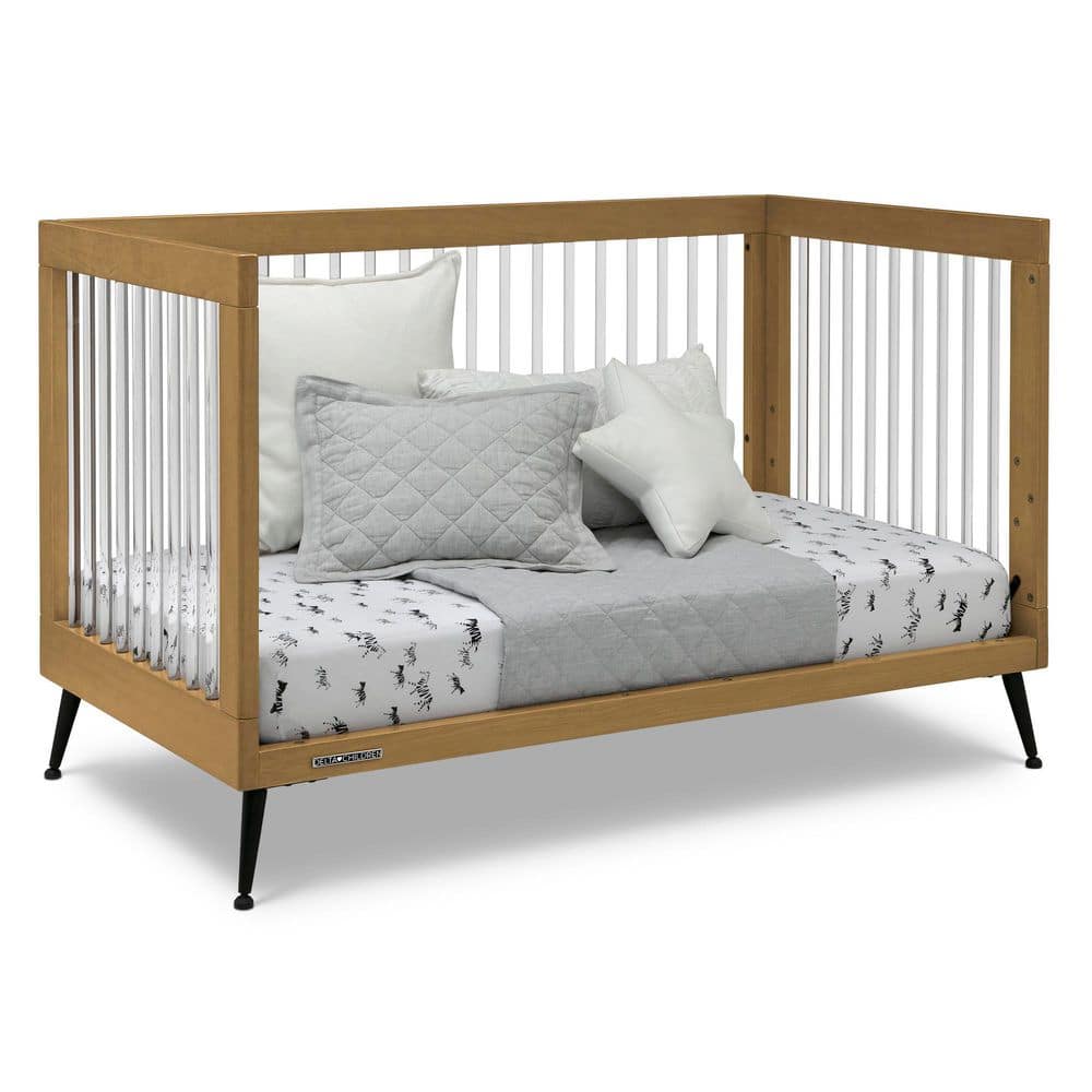 Acorn Matte Black Acrylic Convertible Crib with Metal Feet