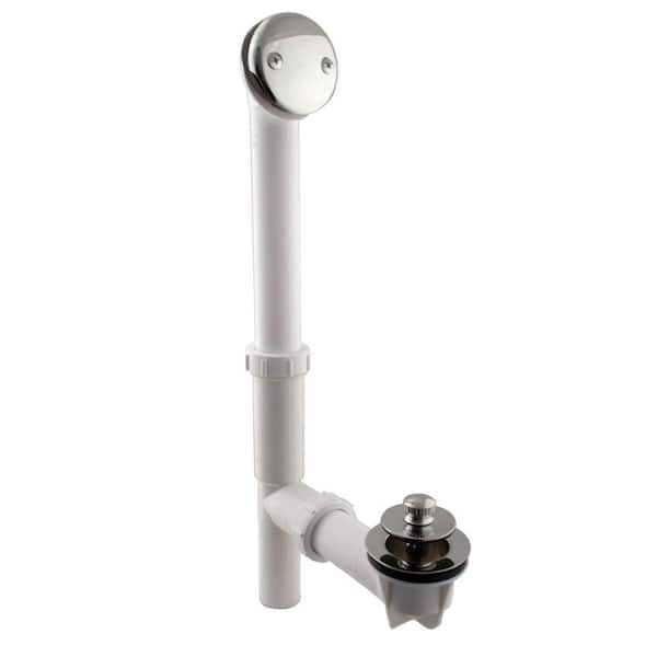 Westbrass Lift and Turn White Poly Adjustable Bath Waste, Polished Nickel