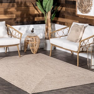 Lefebvre Casual Braided Tan 10 ft. x 13 ft. Patio Indoor/Outdoor Patio Area Rug