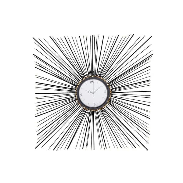 Litton Lane Contemporary 28 in. x 28 in. Iron Square Sunburst Wall Clock