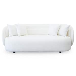 Lizbon 91 in. Round Arm Boucle Fabric Curved Modern Sofa in Ivory