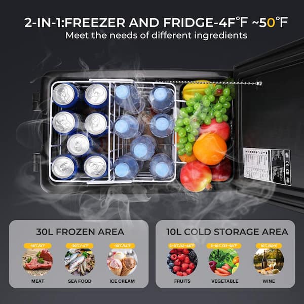 BougeRV 1.4 cu. ft. Portable Outdoor Refrigerator Car Fridge Freezer  Electric Compressor Cooler in Black THD00701 - The Home Depot