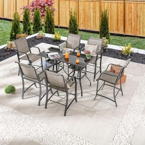 Grey 8-Piece Metal Outdoor Bistro Set