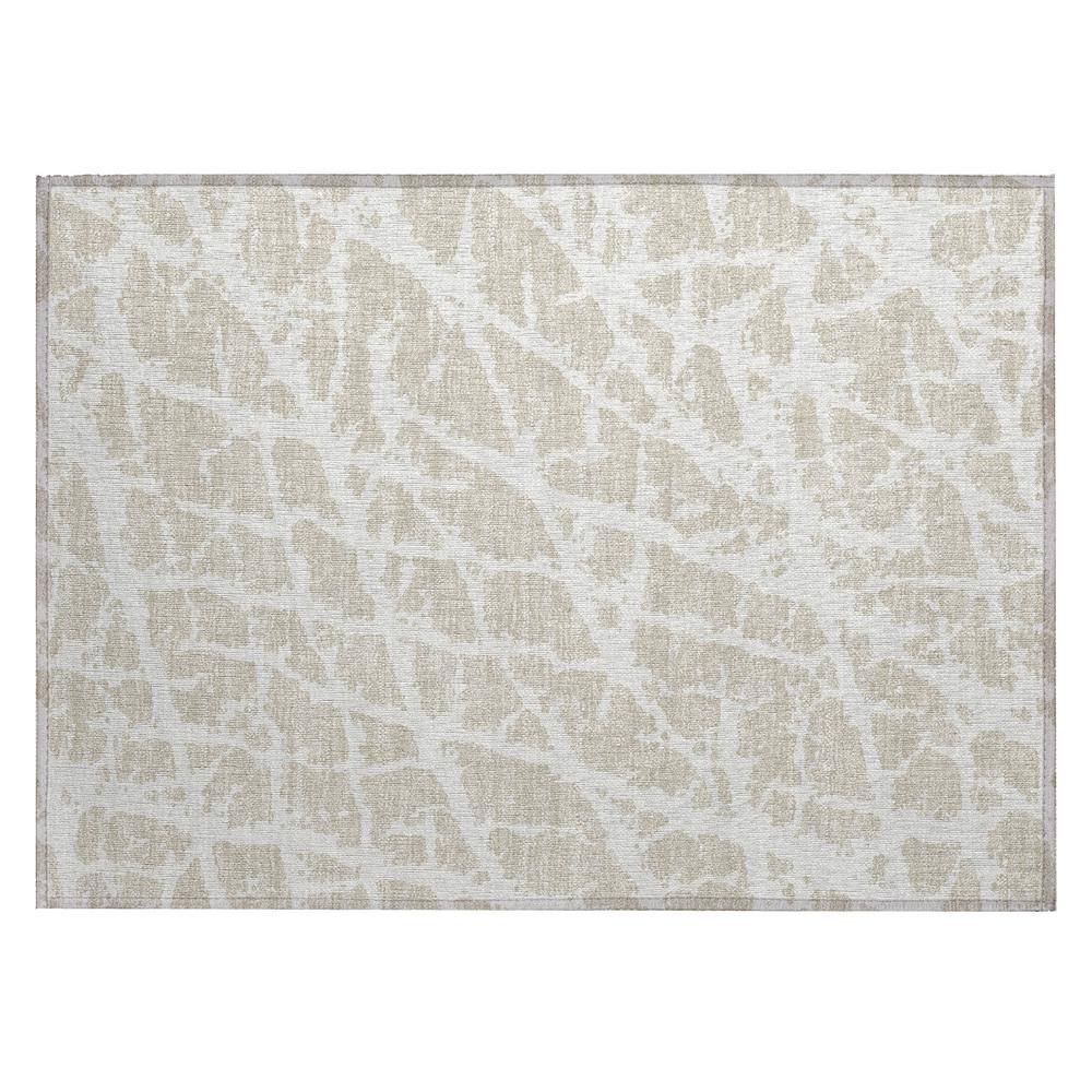Beige Synthetic Flat Woven Washable Rectangular Rug 1'8" x 2'6"