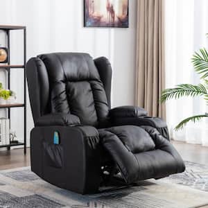 Remote Control Black Adjustable PU Recliner Single Sofa with Massager Function and Heated