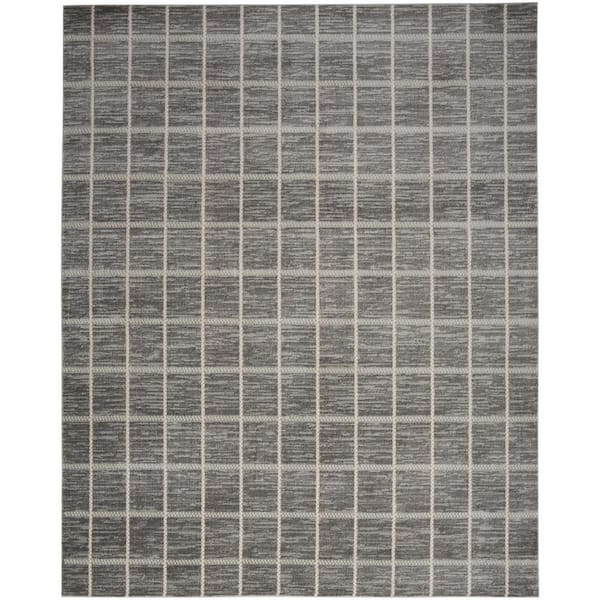 Nourison Serenity Home Grey Ivory 5 ft. x 7 ft. Linear Contemporary Area Rug