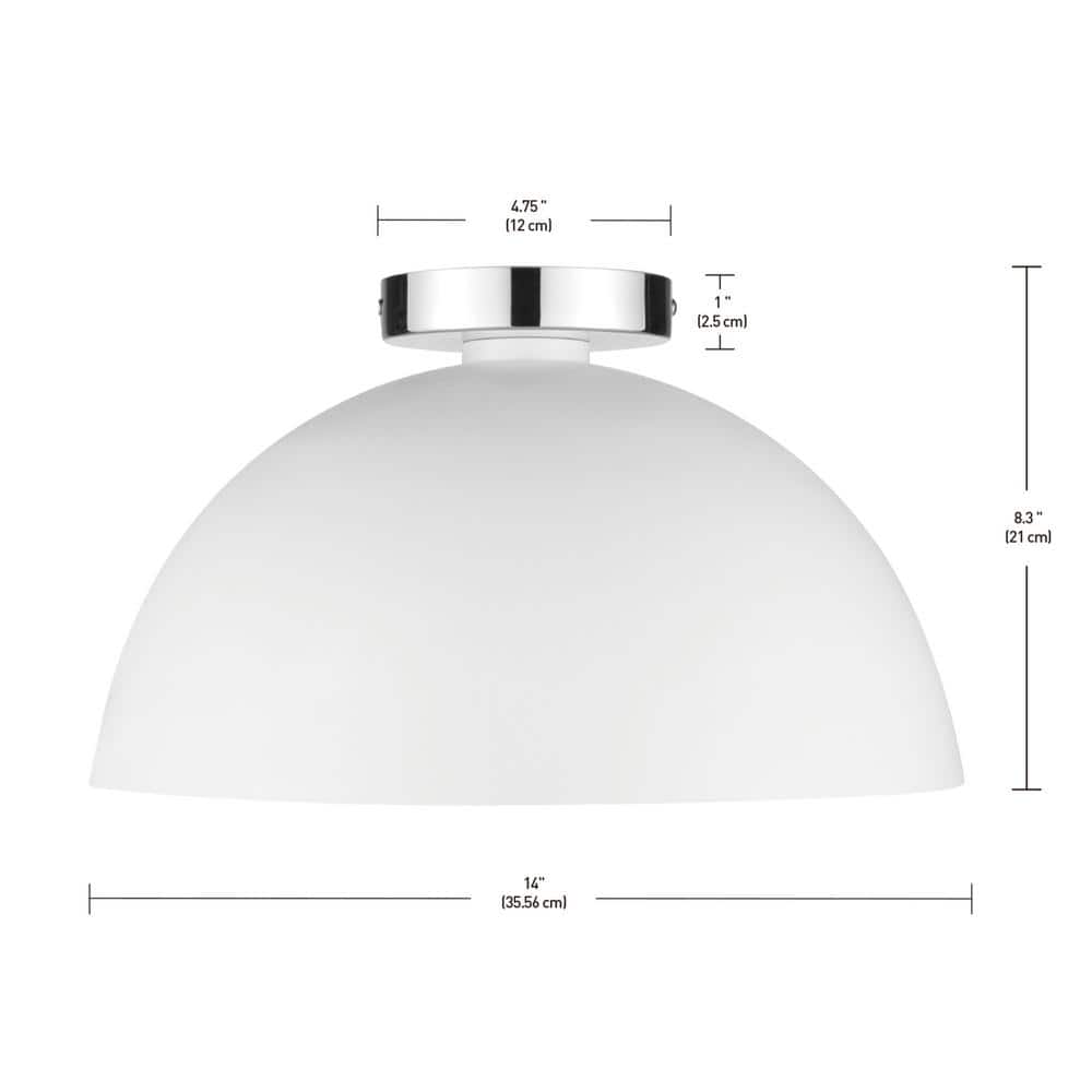Matte White Glass Globe Semi-Flush Mount Ceiling Light