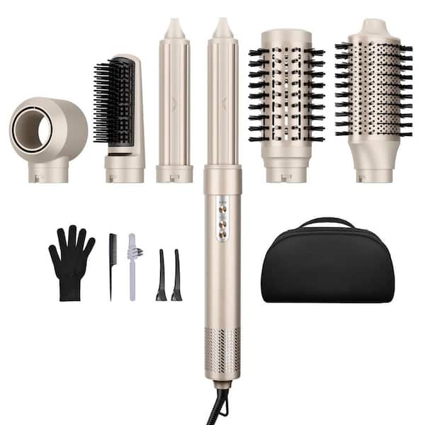 6 in 1 Hair Styler Dryer Brush in Gold with 110,000 RPM High-Speed for Curling, Volumizing, Straightening and Styling