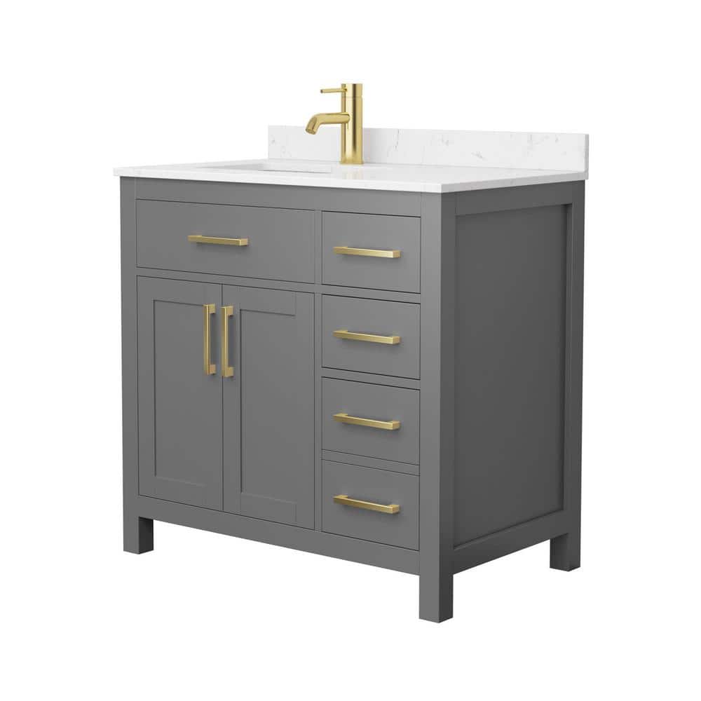 Beckett 36" Dark Gray Freestanding Vanity with Carrara Marble Top