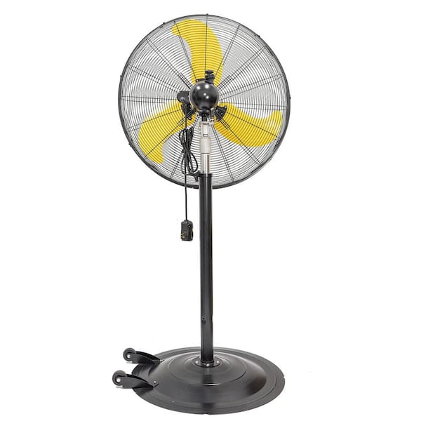 Edendirect 30 in. 3 Speeds Pedestal Fan in Yellow with IP44 Enclosure 1/3 HP Motor, Detachable Mist Spray Kit