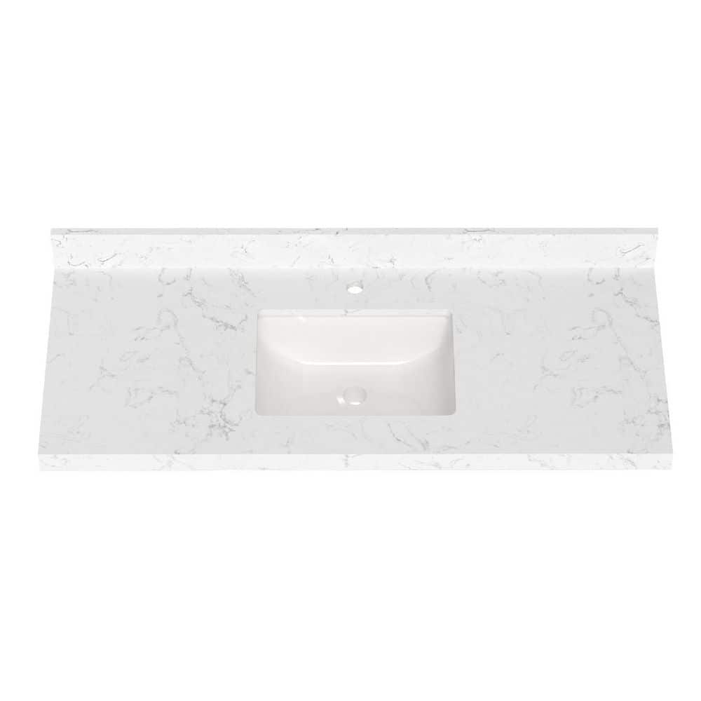 Duracast 48 in. W x 19.48 in. D Quartz Rectangular Single Sink Bathroom Vanity Top in White Carrara price history on PriceWatchPro