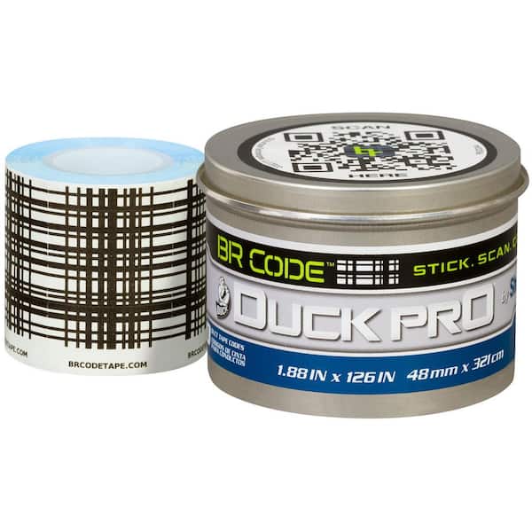 Duck Pro 1.88 in. x 3.5 yds. White BR Code Permanent Scannable Tape